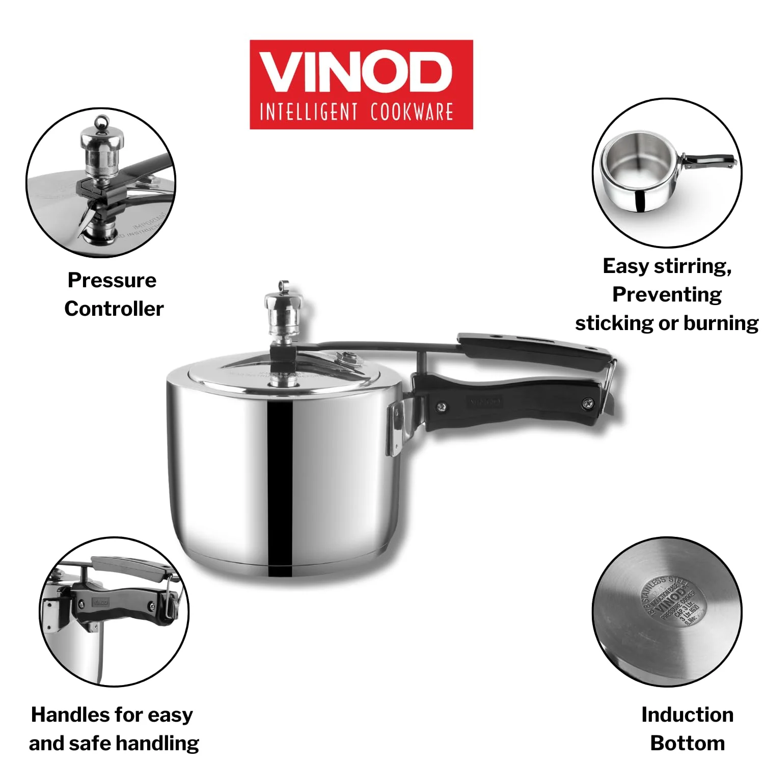 Vinod 18/8 Stainless Steel Inner Lid Pressure Cooker - Image 5