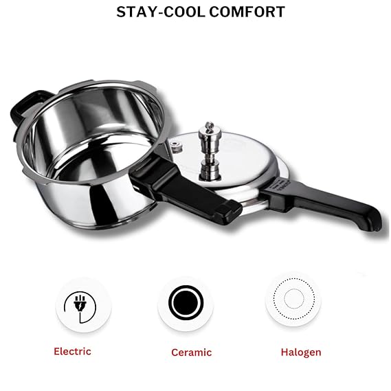 Vinod 18/8 Stainless Steel Outer Lid Pressure Cooker - Image 5