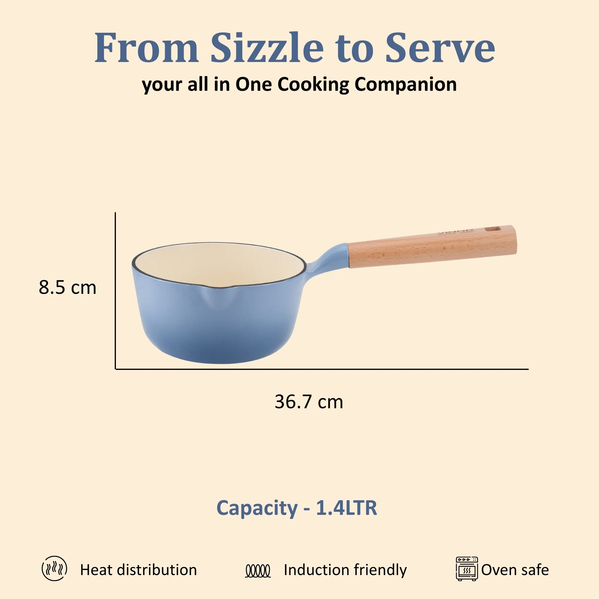 Vinod Cast Iron Freya Sauce Pan - 16 cm - Image 3