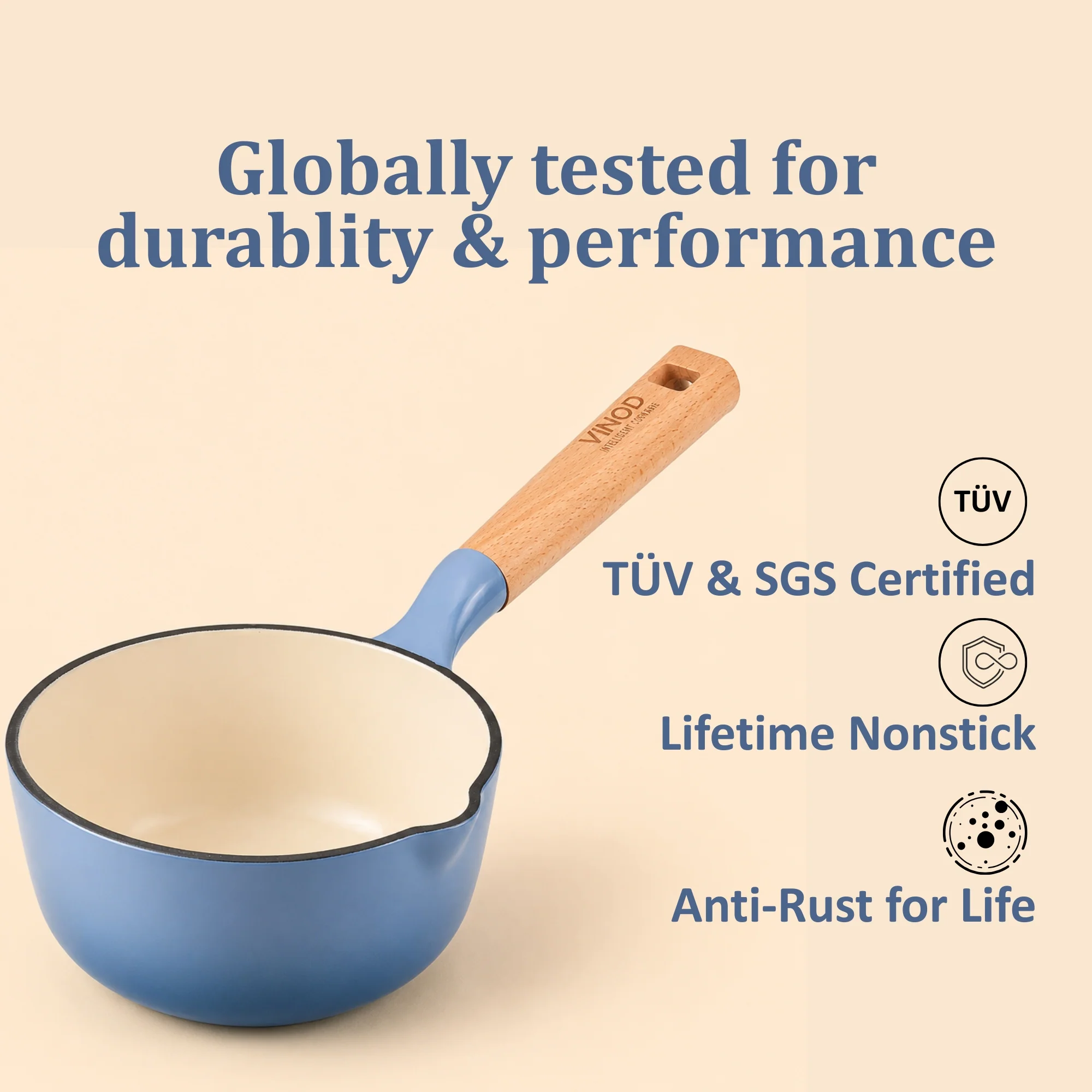 Vinod Cast Iron Freya Sauce Pan - 16 cm - Image 5