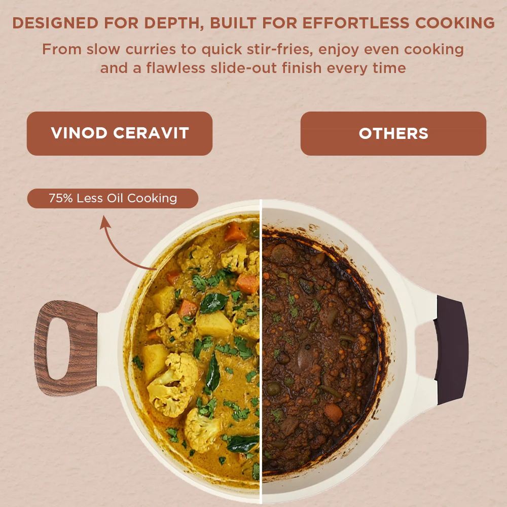 Vinod Ceravit Deep Kadai - Desert Rose - Image 5