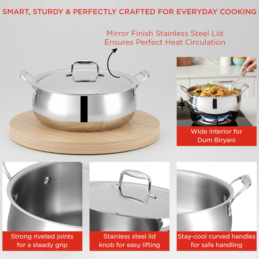 Vinod Platinum Triply Chef's Lagan Pots - Image 7