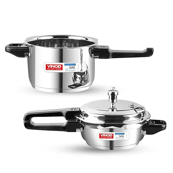 Vinod Combo Set - Regular Outer Lid Pressure Cooker with Deep Pan Pressure Cooker & Common Lid - Image 3