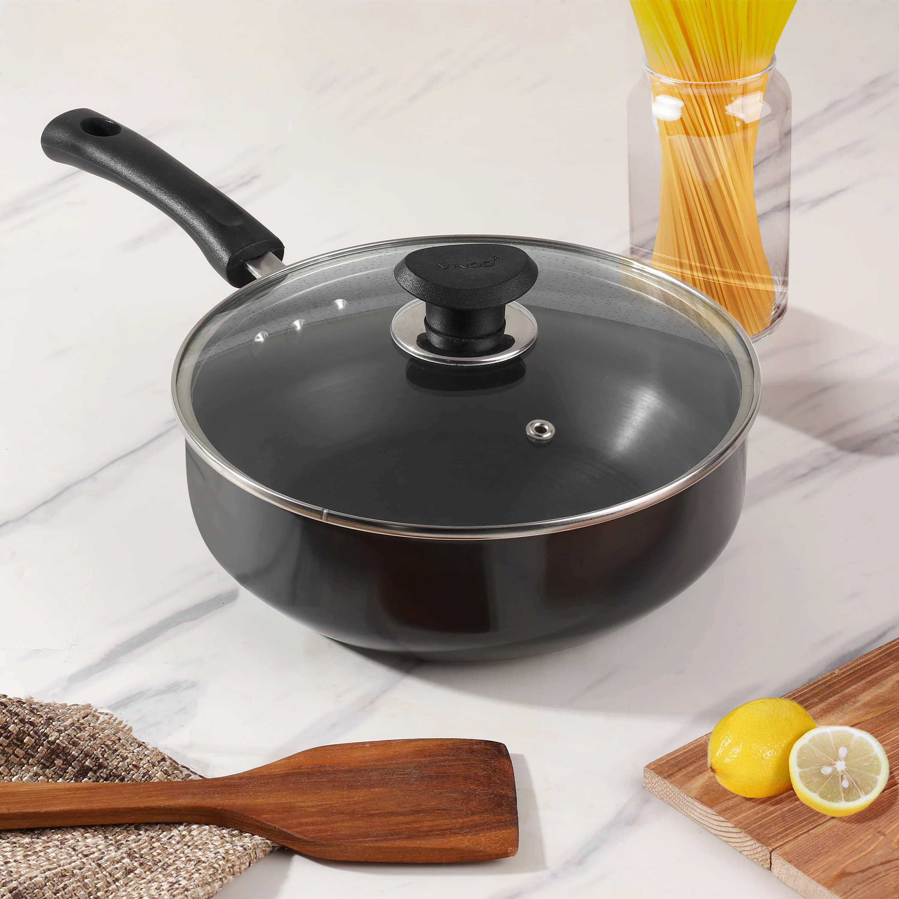 Vinod Hard Anodised All Purpose Pan - 24 cm