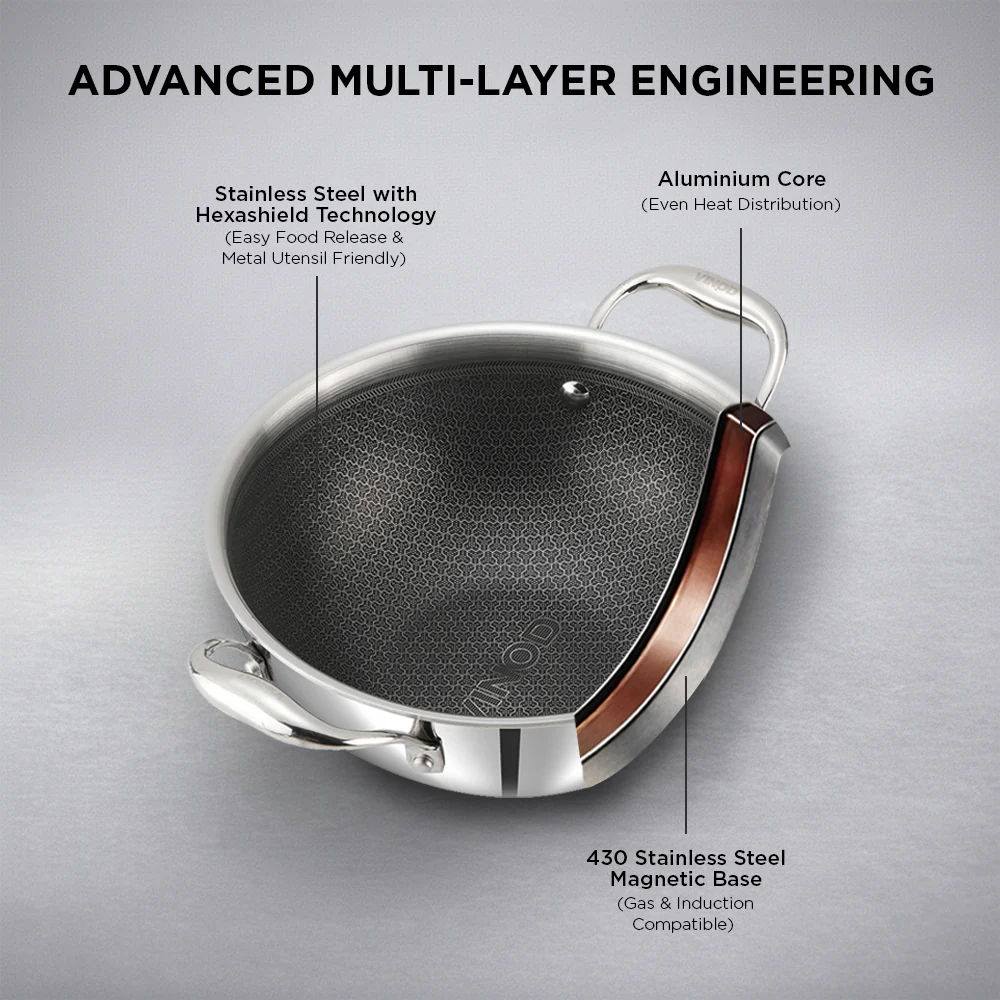 Vinod Platinum SAS Pro Extra Deep Kadai (Induction Compatible) - Image 8