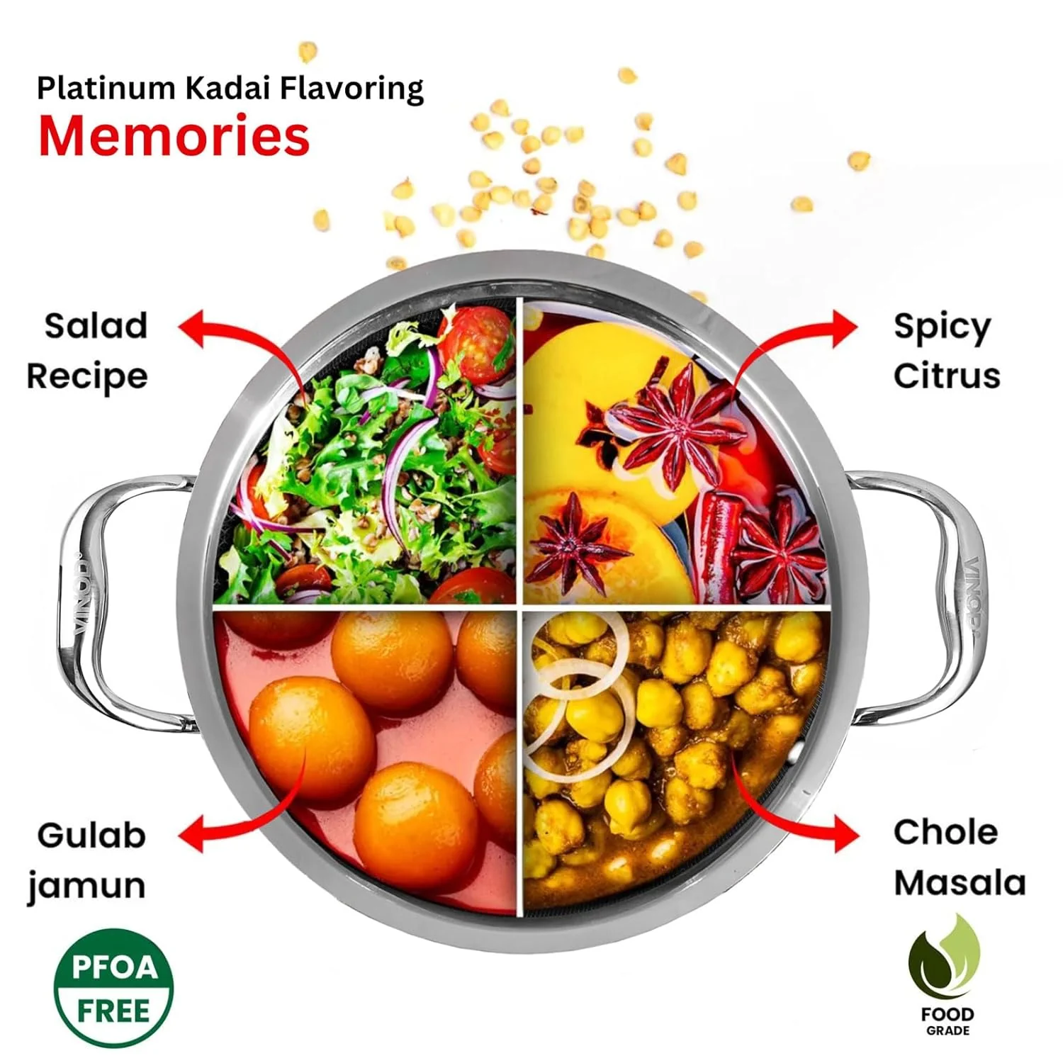 Vinod Platinum Triply Stainless Steel Extra Deep Kadai with Lid - Image 3