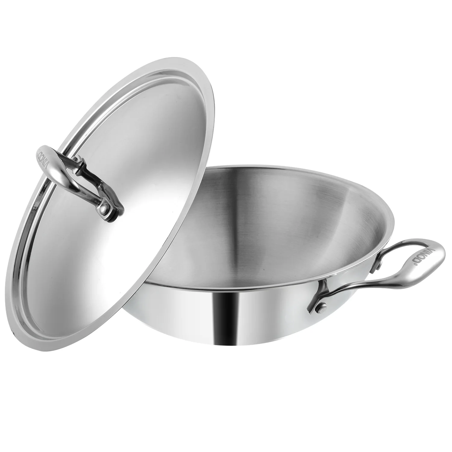 Vinod Platinum Triply Stainless Steel Kadai with Lid (Induction Friendly) - Image 7
