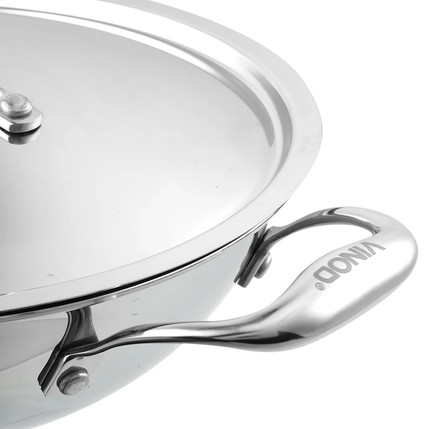 Vinod Platinum Triply Stainless Steel Kadai with Lid (Induction Friendly) - Image 9