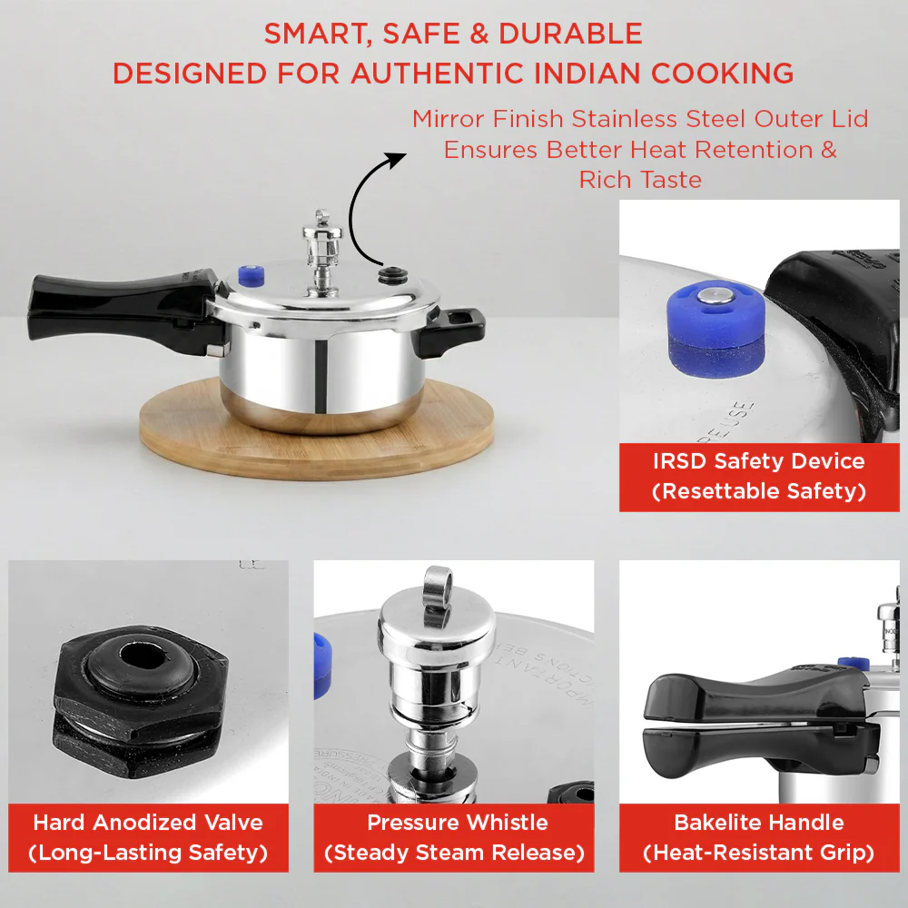 Vinod Platinum Triply Stainless Steel Pressure Cooker - Image 8