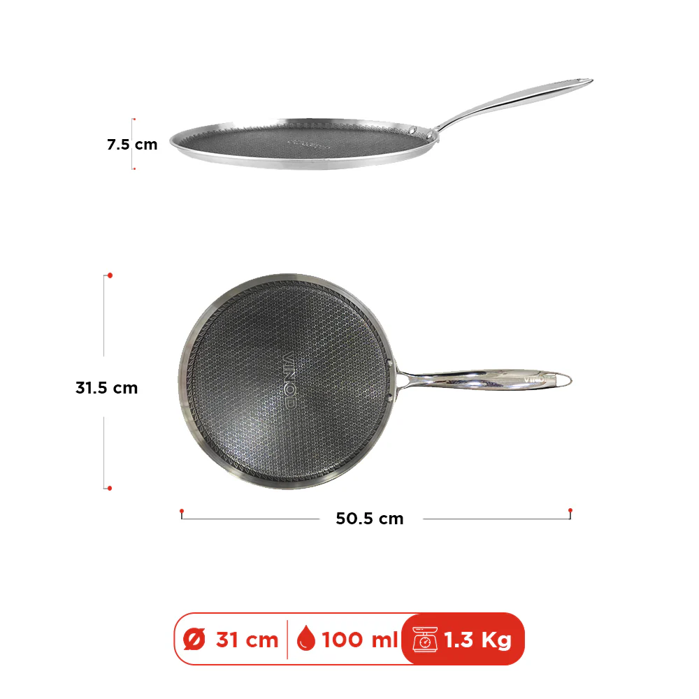 Vinod Platinum Triply Stainless Steel SAS Pro Dosa Tawa (Induction Friendly) - Image 11