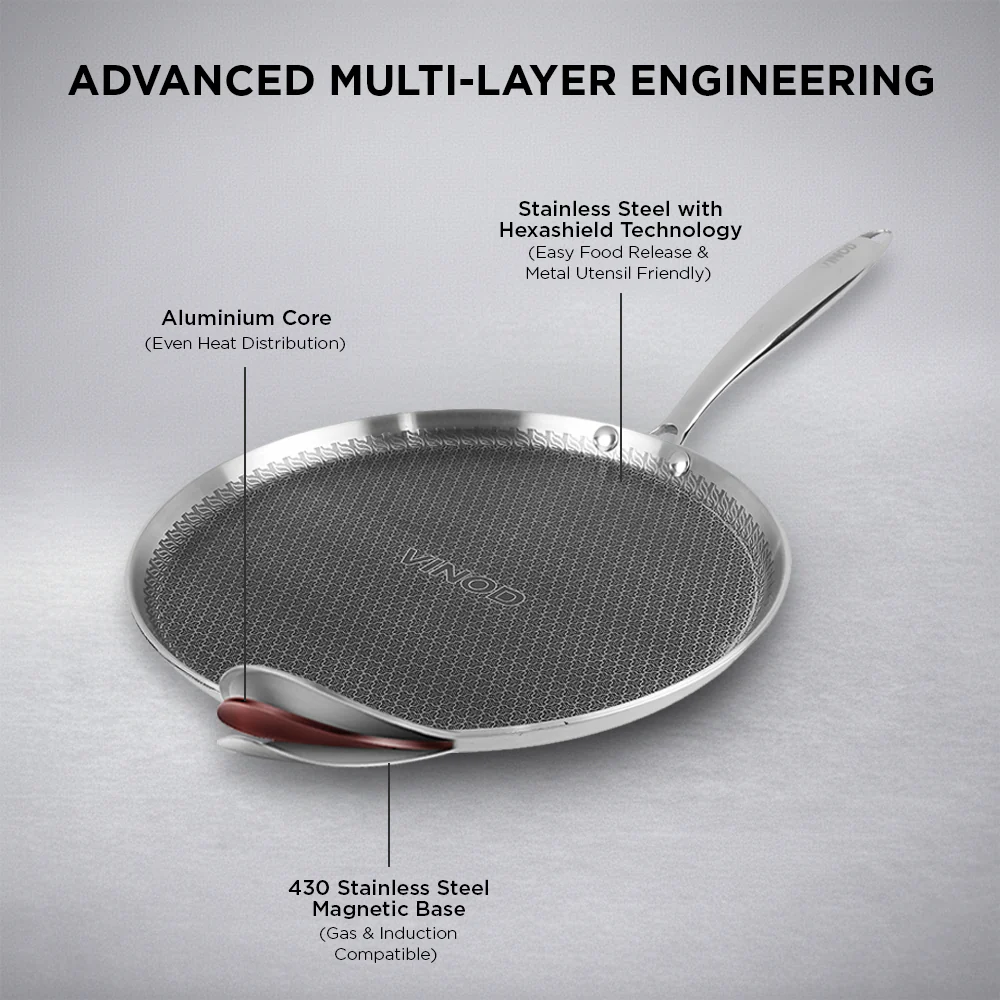 Vinod Platinum Triply Stainless Steel SAS Pro Dosa Tawa (Induction Friendly) - Image 9