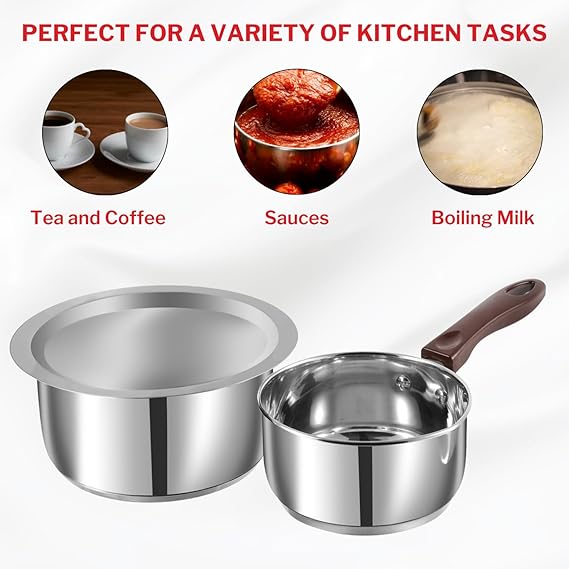 Vinod Capsule Bottom Tope (1.4 Litre) with lid & Regaular Saucepan (0.8 Litre) (Induction Friendly) - Image 5