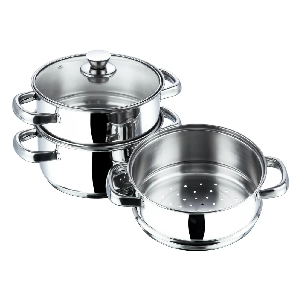 Vinod Stainless Steel 3 Tier Steamer Set (Induction Friendly) - Image 3
