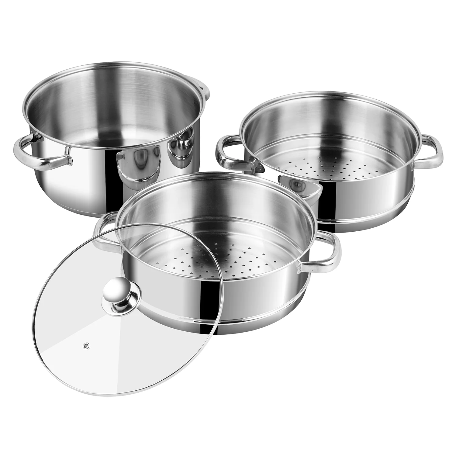 Vinod Stainless Steel 3 Tier Steamer Set (Induction Friendly) - Image 4