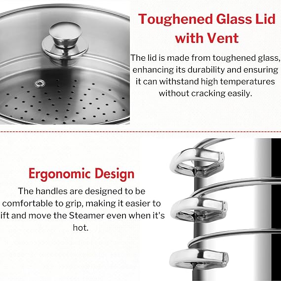 Vinod Stainless Steel 3 Tier Steamer Set (Induction Friendly) - Image 5