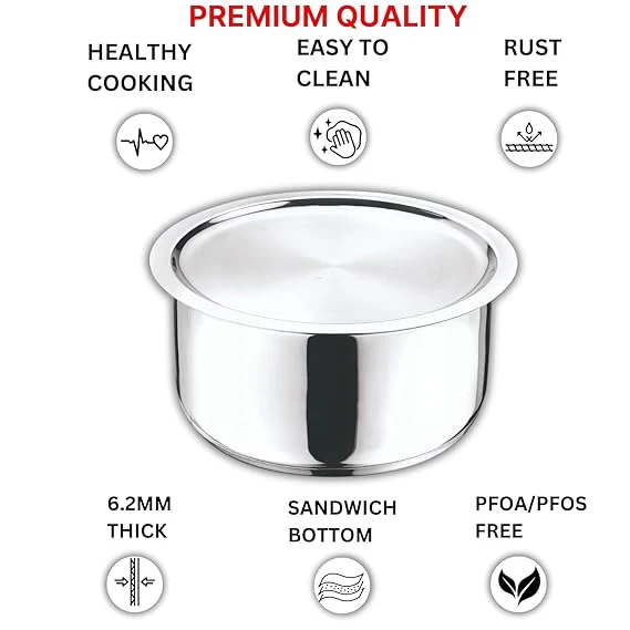Vinod Stainless Steel 304 Grade Tope with Lid (Induction Friendly) - Image 5