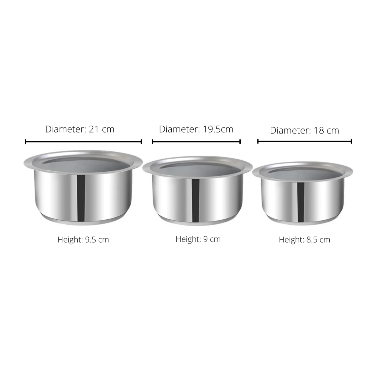 Vinod Stainless Steel, Sandwich Bottom, 3 pc Tope Set with Lids (Induction Friendly) - Image 5