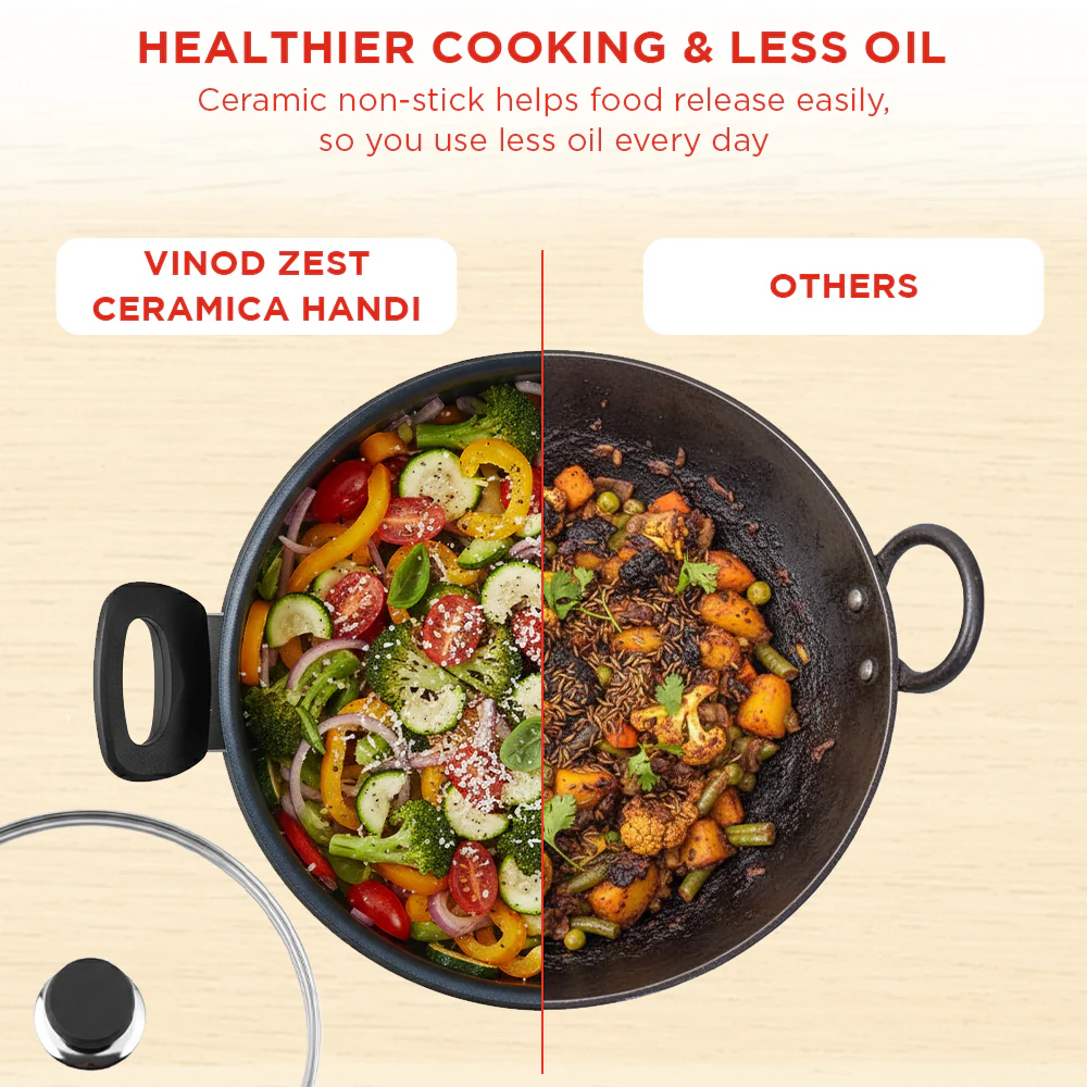 Vinod Zest Ceramica Handi with Lid - (Induction Friendly) - Image 6